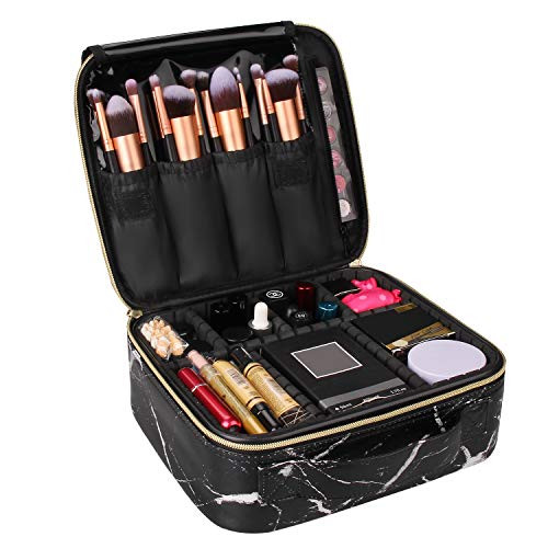 Relavel Marble Makeup Bag Large Makeup Organizer Bag Travel Train Case Portable Cosmetic Artist Storage Bag with Adjustable Dividers for Cosmetics Makeup Brushes Marble black Relavel Marble Makeup Bag Large Makeup Organizer Bag Travel Train Case Portable Cosmetic Artist Storage Bag with Adjustable Dividers for Cosmetics Makeup Brushes Marble black