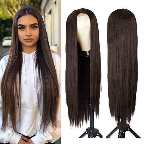AISI HAIR Dark Brown Natural Long Straight Hair Wig For Women Straight Middle Part Synthetic Hair Wig Heat Resistant Full Wig for Daily Use 6-8 AISI HAIR Dark Brown Natural Long Straight Hair Wig For Women Straight Middle Part Synthetic Hair Wig Heat Resistant Full Wig for Daily Use 6-8