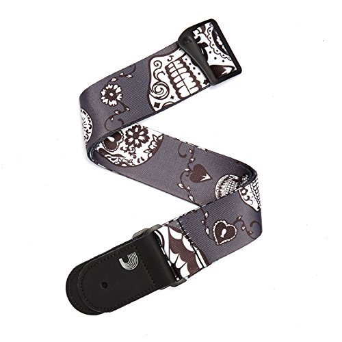 Planet Waves 2-Inch Woven Guitar Straps  Sugar Skulls - Black