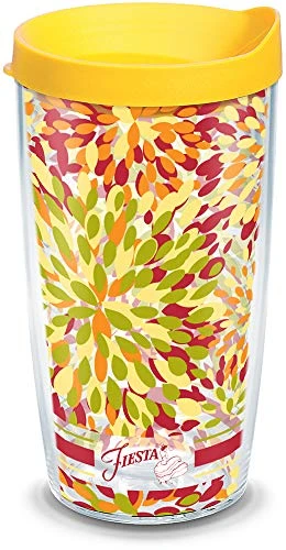 Tervis 1105085 Fiesta - Sunny Calypso Insulated Tumbler with Wrap and Yellow Lid 16 oz - Tritan Clear