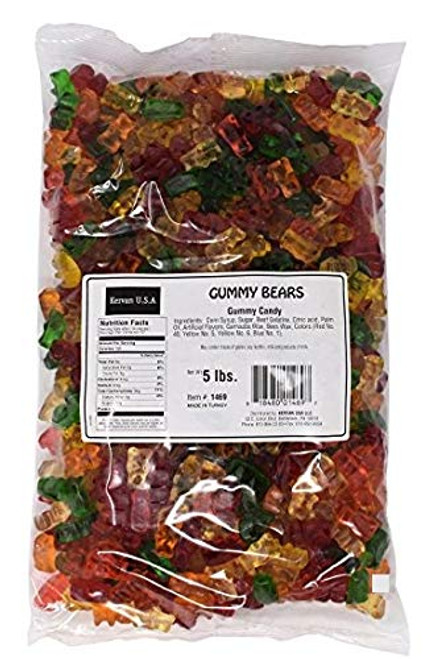 Kervan Gummy Candy  6 Color Gummy Bears  Bulk 5 Pound Bag