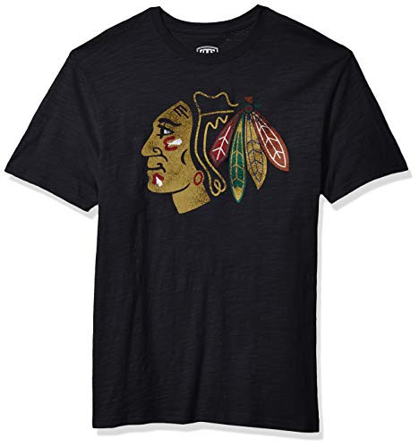 OTS NHL Chicago Blackhawks Men s Slub Tee  Alternate Distressed Logo  X-Large