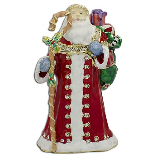 BestPysanky Santa Bag Jeweled Trinket Box Figurine 3-5 Inches