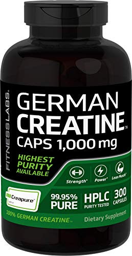 Creapure German Creatine 1000 Mg - 300 Capsules - Pills Contain Only Pure Creapure Creatine Monohydrate - No Fillers  Binders  or Excipients