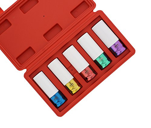 ABN 1-2in Impact Drive Lug Nut Socket 5-Piece Set  Non-Marring  Color-Coded  Thin-Walled Wheel Rim Protectors