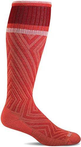 Sockwell Women s Labyrinth Moderate Graduated Compression Sock  Guava - M-L
