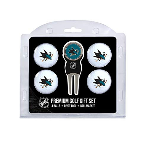 Team Golf NHL San Jose Sharks Regulation Size Golf Balls 4 Count   Divot Tool with Removable Double-Sided Magnetic Marker