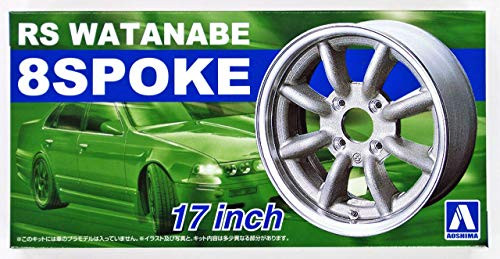 Aoshima 1-24 Scale Rs Watanabe 8Spoke 17 Inch Wheel Set - Plastic Model Buiding Set   52433