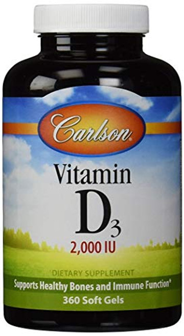 Carlson - Vitamin D3 2000 IU 50 mcg Bone Immune Health Vitamin D Supplements Cholecalciferol Supplement Gluten Free Vitamin D Capsules 360 Softgels Carlson - Vitamin D3 2000 IU 50 mcg Bone Immune Health Vitamin D Supplements Cholecalciferol Supplement Gluten Free Vitamin D Capsules 360 Softgels