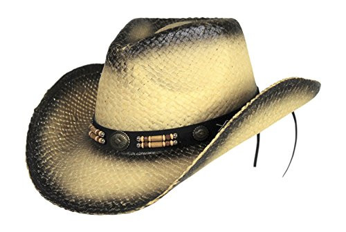 Classic Outback Tea Stained Cowboy Hat w- Beaded Band - Shapeable Brim