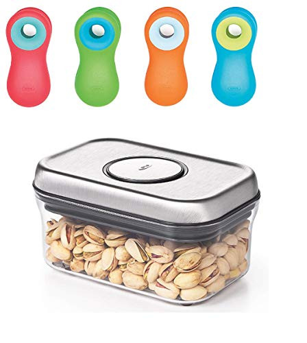OXO Steel Food Storage Pop Container 0.5 qt/0.5L And Magnetic All-Purpose Clips, 4-Pack, Multi-Colors, 5-pc Set