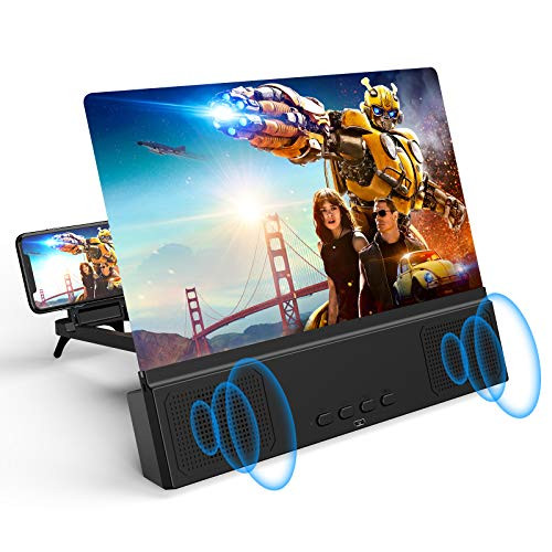 12 Screen Magnifier with Bluetooth Speakers -3D HD Magnifying Screen Enlarger for Movies Videos Games - Adjustable Foldable Phone Holder Stand with Screen Amplifier - Supports All Smartphones 12 Screen Magnifier with Bluetooth Speakers -3D HD Magnifying Screen Enlarger for Movies Videos Games - Adjustable Foldable Phone Holder Stand with Screen Amplifier - Supports All Smartphones