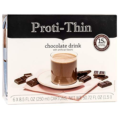 Proti-Thin Creamy Chocolate High Protein Ready to Drink  15g Protein  Low Calorie  Low Fat  Low Sugar  Gluten Free  KETO Diet Friendly  Ideal Protein Compatible  6 Single Servings