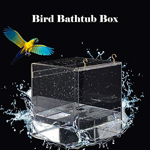 Suremita Hanging Bird Bath Cube Bird Bathtub Bath Shower Box Bowl Cage Accessory for Bird Canary Budgerigar Parrots Crested Myna Cockatiel 6-69x6-69x7-68 inch