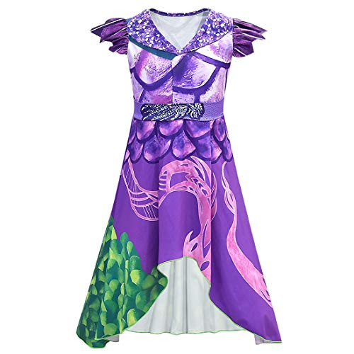 Wenge Descendants 3 Dragon Mal Costume for Girls  Audrey Halloween Costume Kids Halloween Cosplay 110CM5-6T  Purple