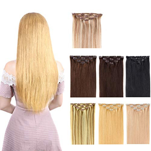 12 Clip in Hair Extensions Remy Human Hair for Women - Silky Straight Human Hair Clip in Extensions 50grams 4pieces Natural Blonde 24 Color 12 Clip in Hair Extensions Remy Human Hair for Women - Silky Straight Human Hair Clip in Extensions 50grams 4pieces Natural Blonde 24 Color