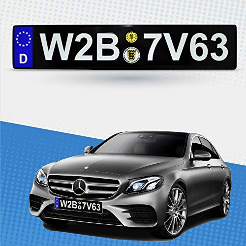 Dealsplaza European License Plate for Car Front License Black Blue Embossed Tag German License Plate