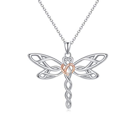 MISTBEE Celtic Dragonfly Necklace 925 Sterling Silver Pendant Necklace Celtic Knot Necklace Dragonfly Gifts for Mother Day Women Girl Lover MISTBEE Celtic Dragonfly Necklace 925 Sterling Silver Pendant Necklace Celtic Knot Necklace Dragonfly Gifts for Mother Day Women Girl Lover