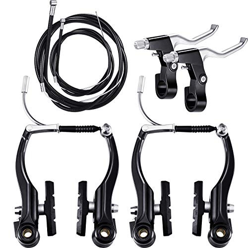 Complete Bike Brake Set  Black Front and Rear Bike MTB Hybrid Brake Inner and Outer Cables and Lever Kit Includes Callipers Levers Cables Black