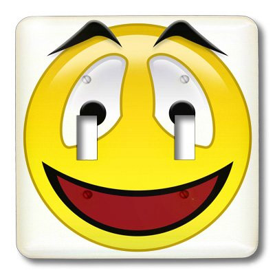 3dRose lsp_19402_2 Smiley Face 3 A Yellow And Black Happy Face with A Big Smile And Eyebrows Double Toggle Switch