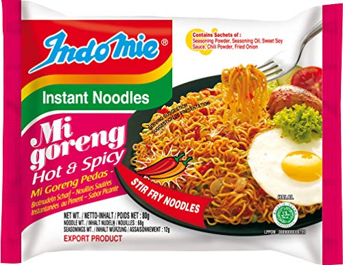 Indomie Instant Fried Noodles Hot   Spicy Mi Goreng Pedas Flavor 2-82 oz 30 packs