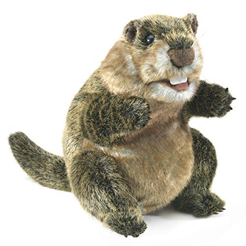 Folkmanis Groundhog Hand Puppet Brown  Tan  White