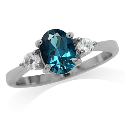 Silvershake 1-5ct- 8X6mm Genuine Oval Shape London Blue Topaz 925 Sterling Silver Engagement Ring Size 10
