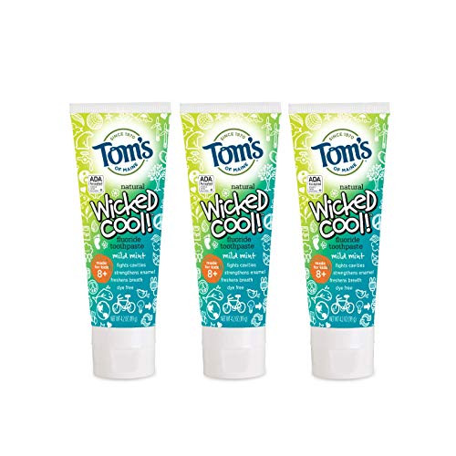 Tom s of Maine Natural Fluoride Wicked Cool! Children s Toothpaste  Natural Toothpaste  Kids Toothpaste  Mild Mint  4-2 Ounce  3-Pack