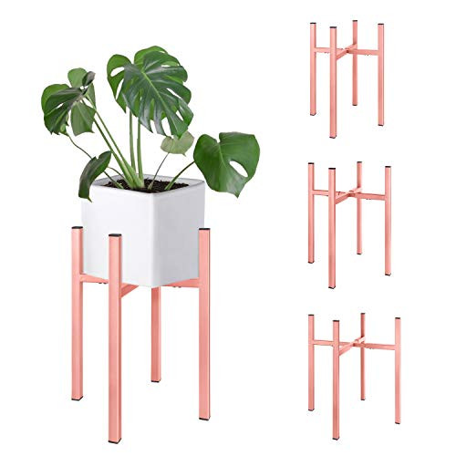 Magicfly Adjustable Plant Stand  Adjustable Width and Height for 8-14 Inch Planter Pots  Mid-Century Plants   Flowers Holders for Potted Plant Indoor Outdoor  Plant and Pot NOT Included  Golden Rose