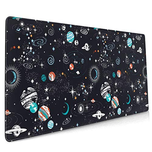 Space Galaxy Constellation Large Gaming Mouse Pad with Stitched Edges 35-4x15-7In  Extended Mousepad Non-Slip Rubber Base Keyboard Mat Desk Pad for Work Gaming