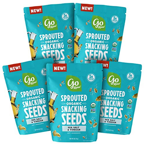 Go Raw Pumpkin   Sunflower Seed Snack Mix  Sea Salt and Vinegar  4 oz- Bags Pack of 5 - Keto   Vegan   Gluten Free  Organic   Superfood