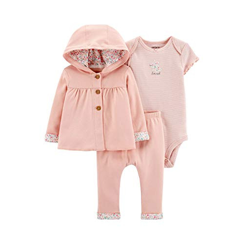 Carter s Baby Girls  3-Piece Giraffe Little Cardigan Set - Pink Floral 9 Months
