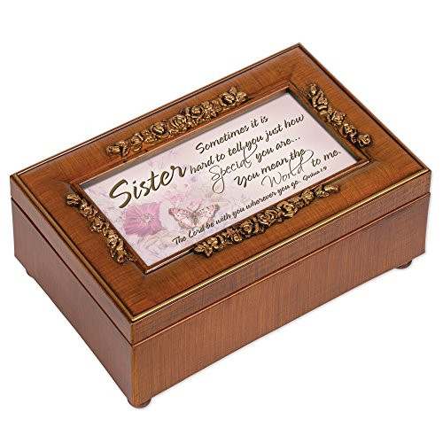 Cottage Garden Sister You Mean The World to Me Woodgrain Embossed Jewelry Music Box Plays Amazing Grace Cottage Garden Sister You Mean The World to Me Woodgrain Embossed Jewelry Music Box Plays Amazing Grace