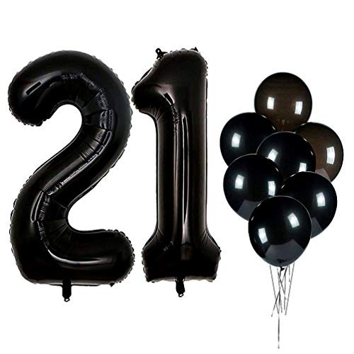 IN-JOOYAA 40 in Big Number 21 Mylar Balloons Black 21st Jumbo Foil Number Balloon for 21th Birthday Party Anniversary Celebrate Party Decoration IN-JOOYAA 40 in Big Number 21 Mylar Balloons Black 21st Jumbo Foil Number Balloon for 21th Birthday Party Anniversary Celebrate Party Decoration
