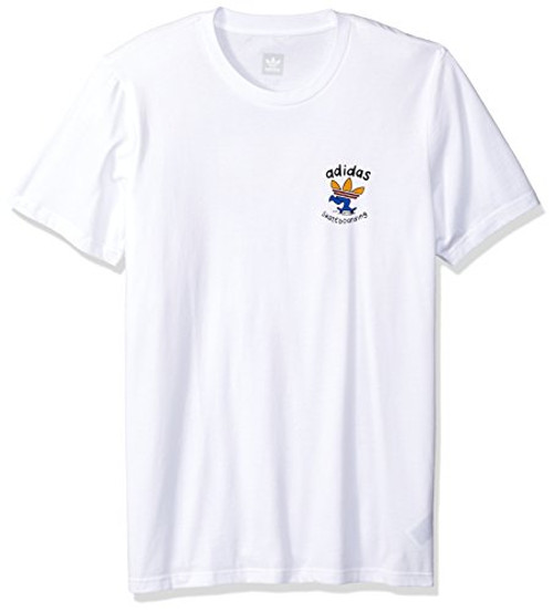 adidas Originals Men s Skateboarding Pushing Trefoil Tee  white-collegiate orange-Tactile yellow  S