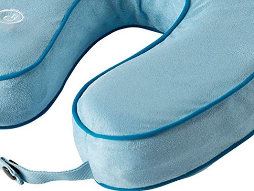 HoMedics Memory Foam Neck Pillow - Mobile Comfort Vibrating Massage Travel Pillow Blue