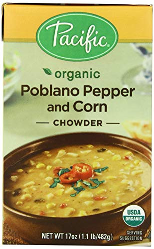 Pacific Organic Poblano Pepper and Corn Chowder  17 Ounce Boxes  Pack of 3
