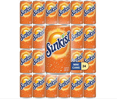 Sunkist Orange Soda Mini Soda Cans  7-5 oz Soft Drinks Bulk Snacks Pack  Small Refrigerator   Snack Pantry Drink 24 Count Beverage Bedroom   Kitchen Supplies