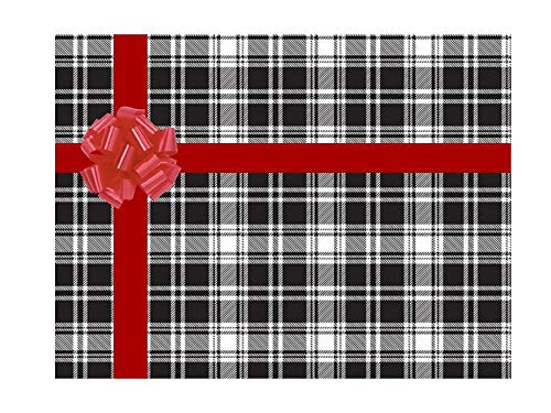 BLACK and WHITE PLAID WRAPPING PAPER  30  x 25 FT GIFT WRAP ROLL for Christmas and Everyday