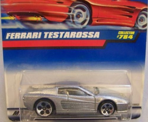 Hot Wheels Silver Ferrari Testarossa 784 on RED CARD 5-Dot Whls 1 64 Scale Hot Wheels Silver Ferrari Testarossa 784 on RED CARD 5-Dot Whls 1 64 Scale