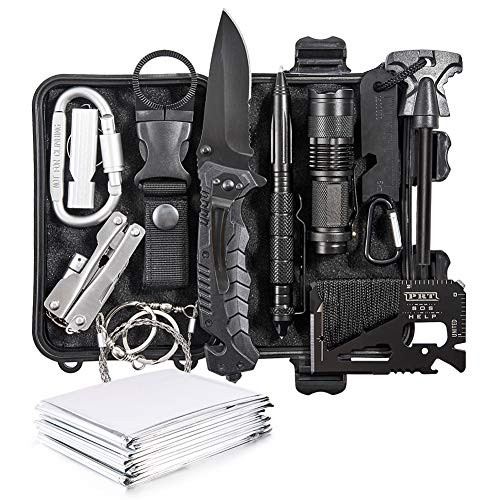 DLY Emergency Survival Kit 13 in 1 - Outdoor Survival Gear Tool for Wilderness-Trip-Cars-Hiking-Camping Gear - Emergency Blanket  Flashlight  ect Emergency Survival Kit SET2 DLY Emergency Survival Kit 13 in 1 - Outdoor Survival Gear Tool for Wilderness-Trip-Cars-Hiking-Camping Gear - Emergency Blanket  Flashlight  ect Emergency Survival Kit SET2