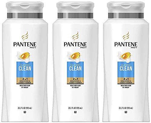 Pantene Pro-V Haircare - Classic Clean - 2 in 1 Shampoo   Conditioner - Net Wt- 20-1 FL OZ 595 mL Per Bottle - Pack of 3 Bottles
