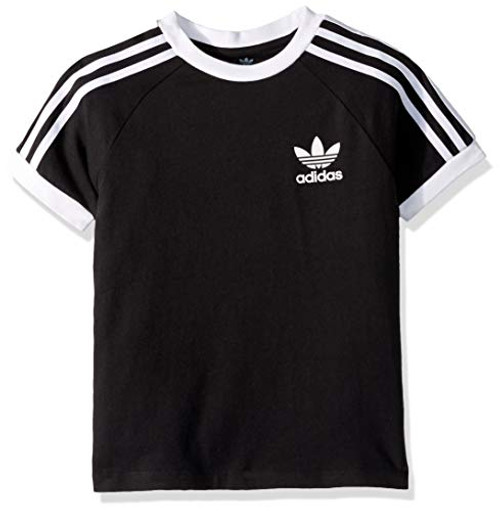 adidas Originals Boys  Big 3-Stripes Tee  black-white  Small