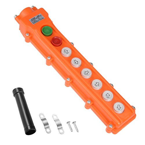 uxcell 2pcs Rainproof Hoist Crane Pendant Control Station Push Button Switch Up Down Forth Back Left Right 6 Ways Orange