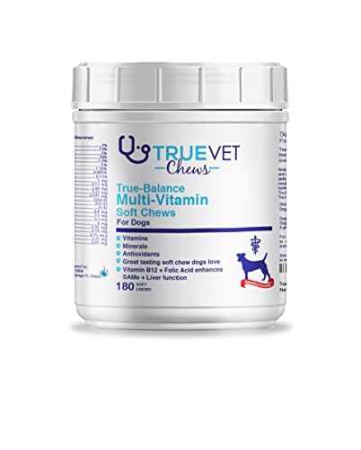 True-Balance Multi-Vitamin Heart Shaped Soft Chews for Dogs - 180 Count - Soft Chew - Vitamins  Minerals  Antioxidants