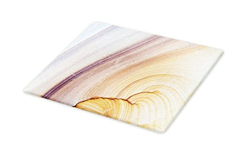 Lunarable Marble Cutting Board  Sandstone Rock Facet Pattern in Gradient Tones Marbling Image  Decorative Tempered Glass Cutting and Serving Board  Large Size  Coffee Beige