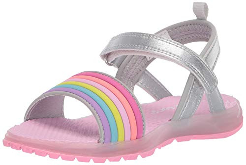 carter s Girls  Nile Hook and Loop Light-up Sandal  SILVER  10 M US Toddler