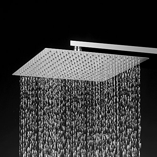 BESy 12 Inch Rain Shower Head, 12" Square Rainfall & High Pressure Stainless Steel Bath Shower Head, 1/16" Ultra Thin, Waterfall Full Body Coverage with Silicone Nozzle, Non Fingerprint Brushed Finish BESy 12 Inch Rain Shower Head, 12" Square Rainfall & High Pressure Stainless Steel Bath Shower Head, 1/16" Ultra Thin, Waterfall Full Body Coverage with Silicone Nozzle, Non Fingerprint Brushed Finish