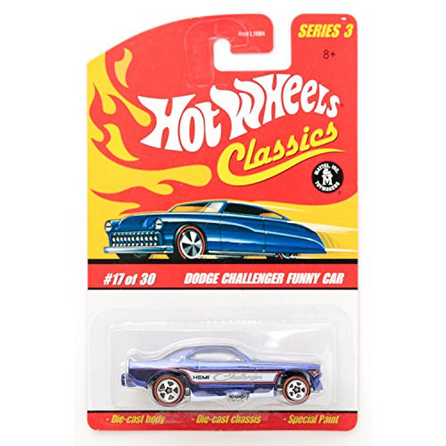 Hot Wheels Classics Series 3 - 17 Dodge Challenger Funny Car Purple 5-Spoke Redlines Collectible Collector Car Mattel 1 64 Scale