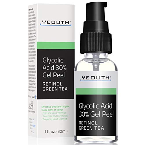 Glycolic Acid Peel 30  Professional Chemical Face Peel with Retinol  Green Tea Extract  Acne Scars  Collagen Boost  Wrinkles  Fine Lines  Sun - Age Spots  Anti Aging  Acne - 1 fl oz Yeouth Guaranteed
